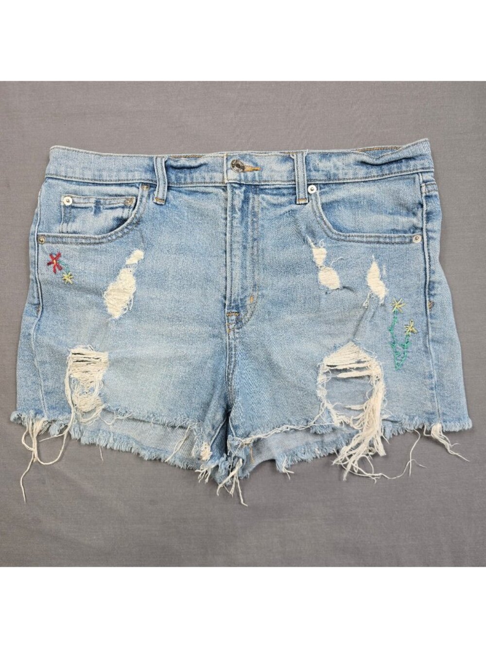Gap Denim Distressed Embroidered 3" Shorts Size 31 Dreamer